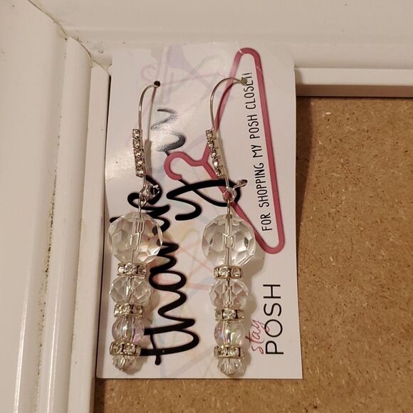 NWOT Handcrafted Crystal & Rhinestone Earrings - Picture 1 of 5